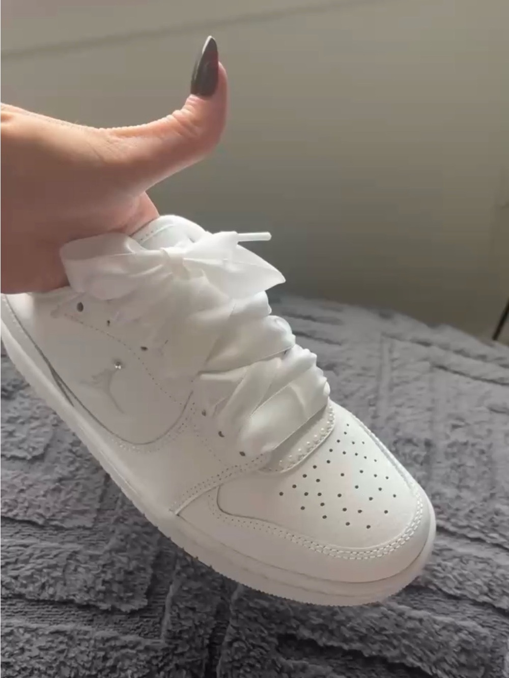 Jordan Women's Bridal White Low-Top Satin Ribbon Sneaker